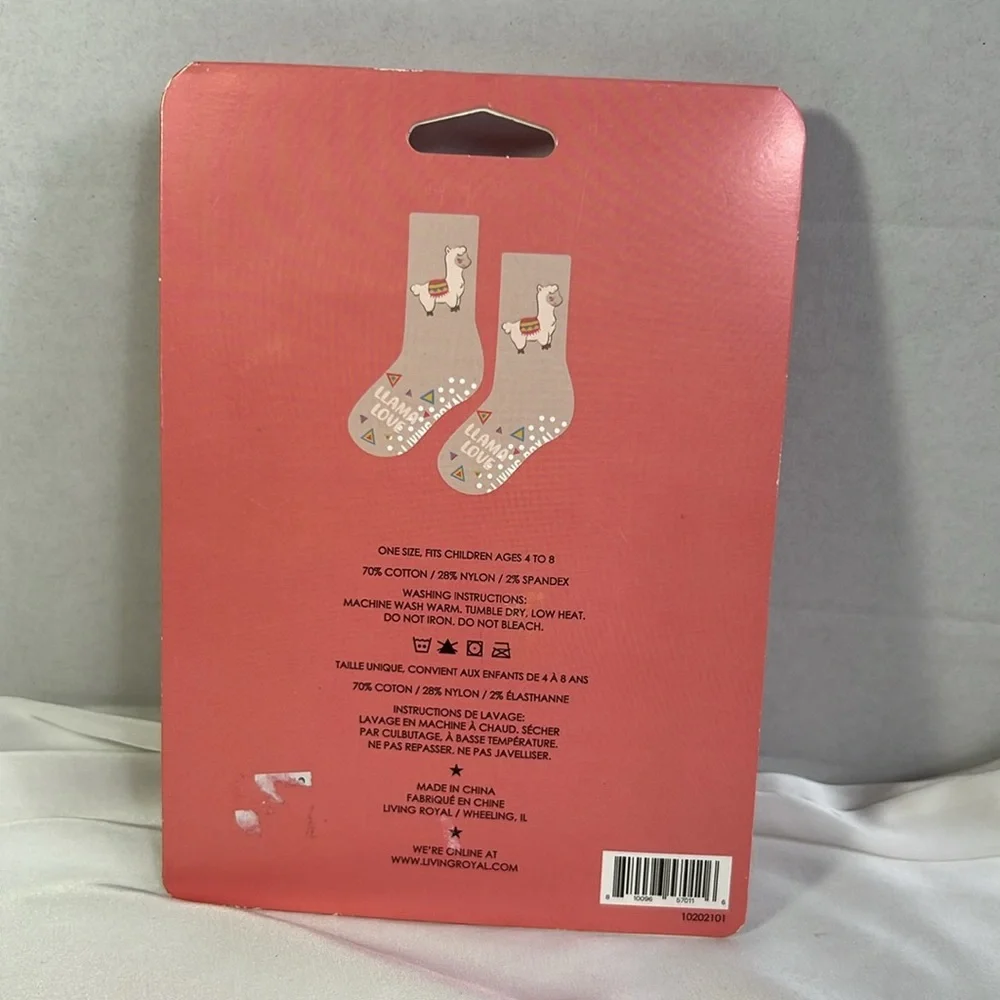 Kids Living‎ Royal Colorful Llama Kids Socks 1 Pair of Socks With Grips Ages 4+